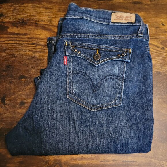 Vtg Levi's Jeans Size 10 S Mid Rise 515 Bootcut Studded Button Flap Western - Picture 1 of 10